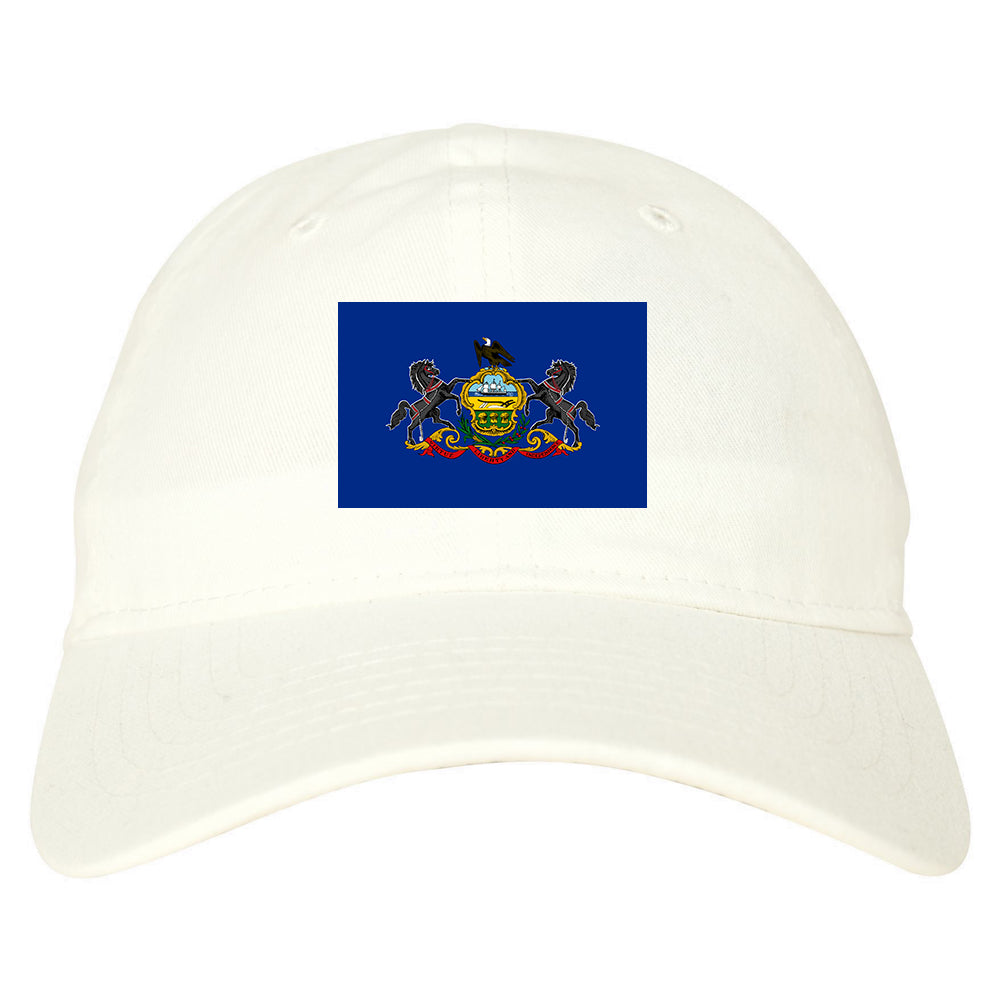 Pennsylvania State Flag PA Chest Mens Dad Hat White