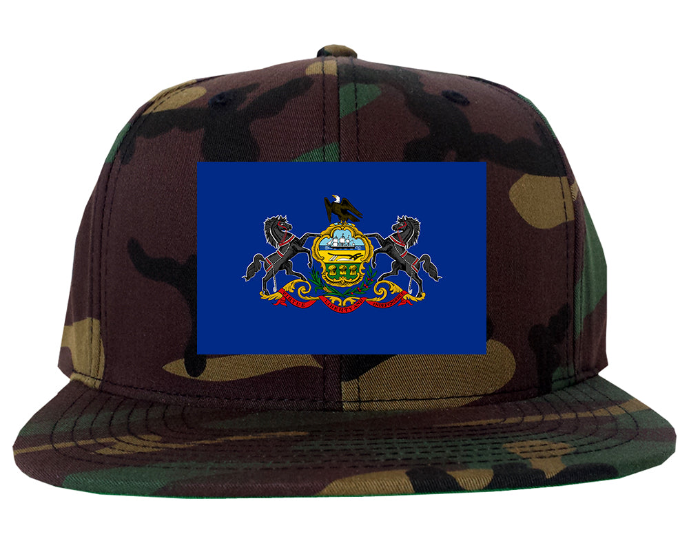 Pennsylvania State Flag PA Chest Mens Snapback Hat Army Camo