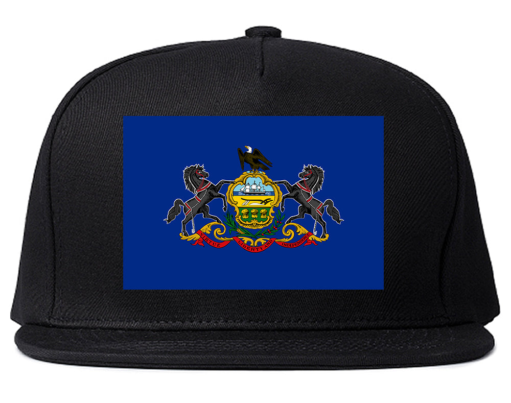 Pennsylvania State Flag PA Chest Mens Snapback Hat Black