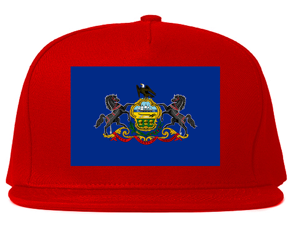 Pennsylvania State Flag PA Chest Mens Snapback Hat Red