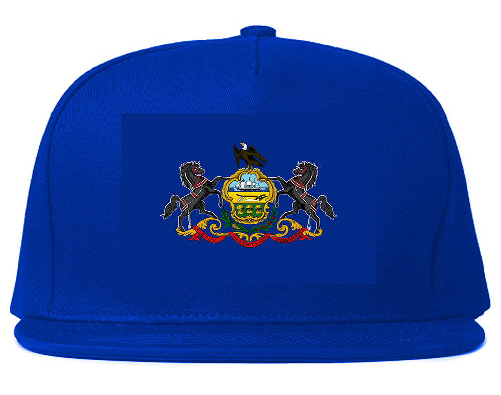 Pennsylvania State Flag PA Chest Mens Snapback Hat Royal Blue