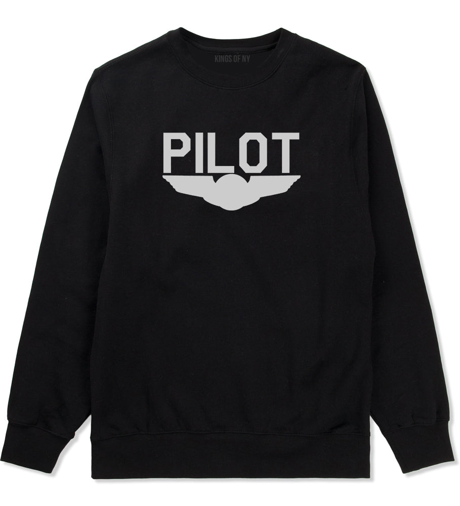 Pilot With Wings Black Crewneck Sweatshirt by Kings Of NY