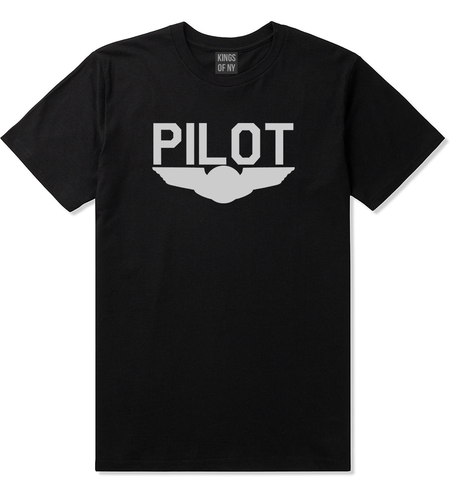 Pilot With Wings Black T-Shirt by Kings Of NY