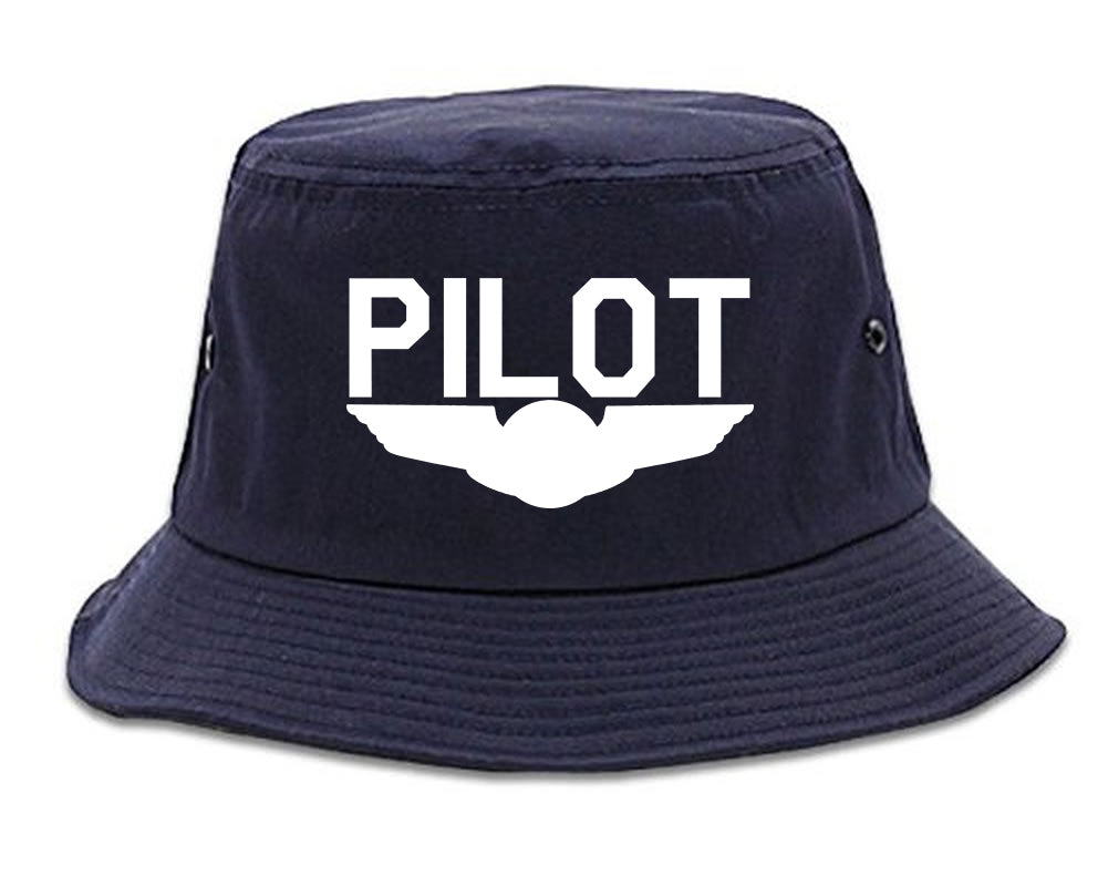 Pilot With Wings Bucket Hat Blue