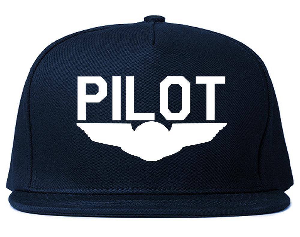 Pilot With Wings Snapback Hat Blue