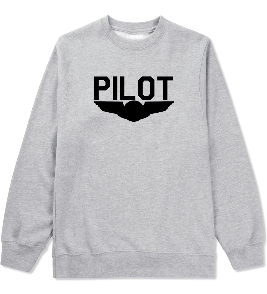 Pilot With Wings Grey Crewneck Sweatshirt by Kings Of NY