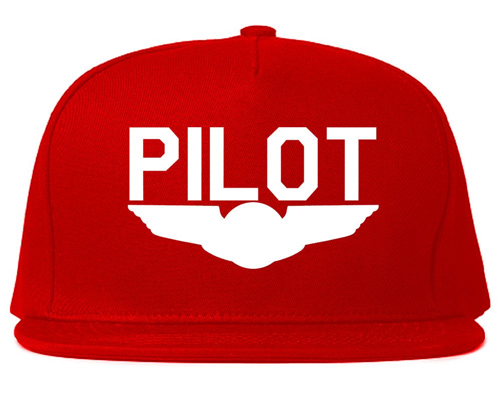 Pilot With Wings Snapback Hat Red