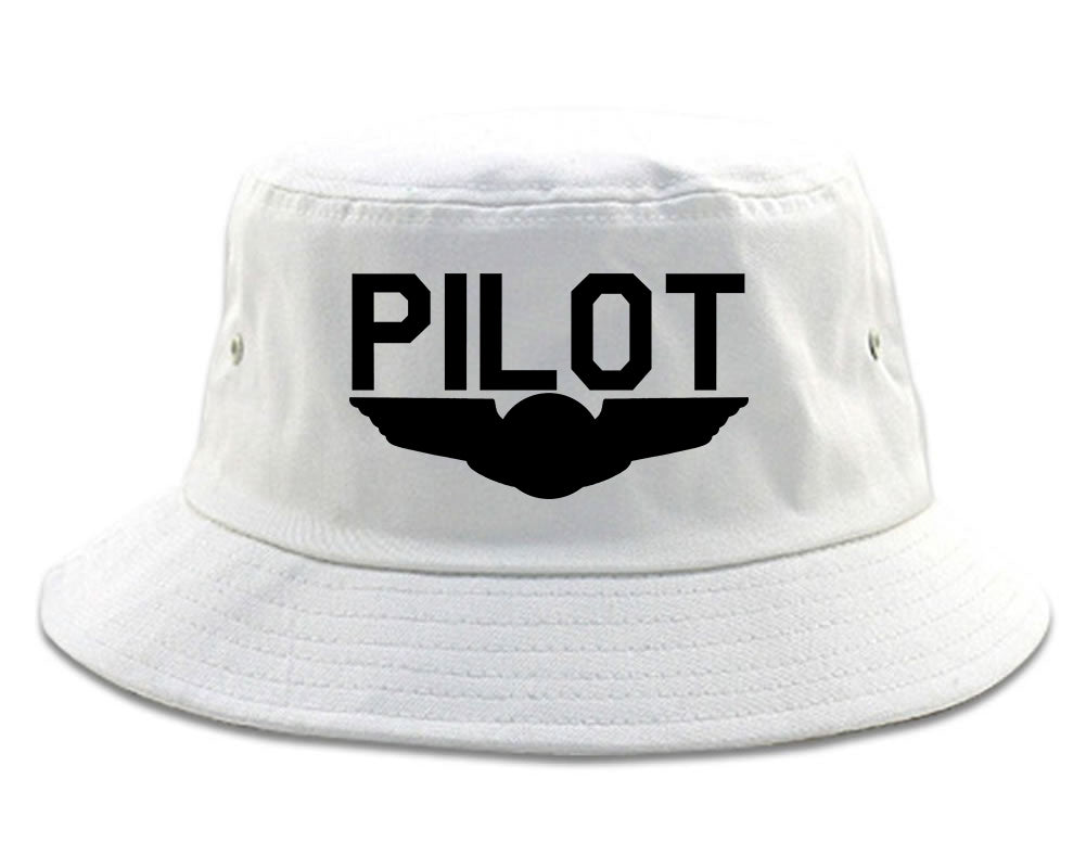 Pilot With Wings Bucket Hat White