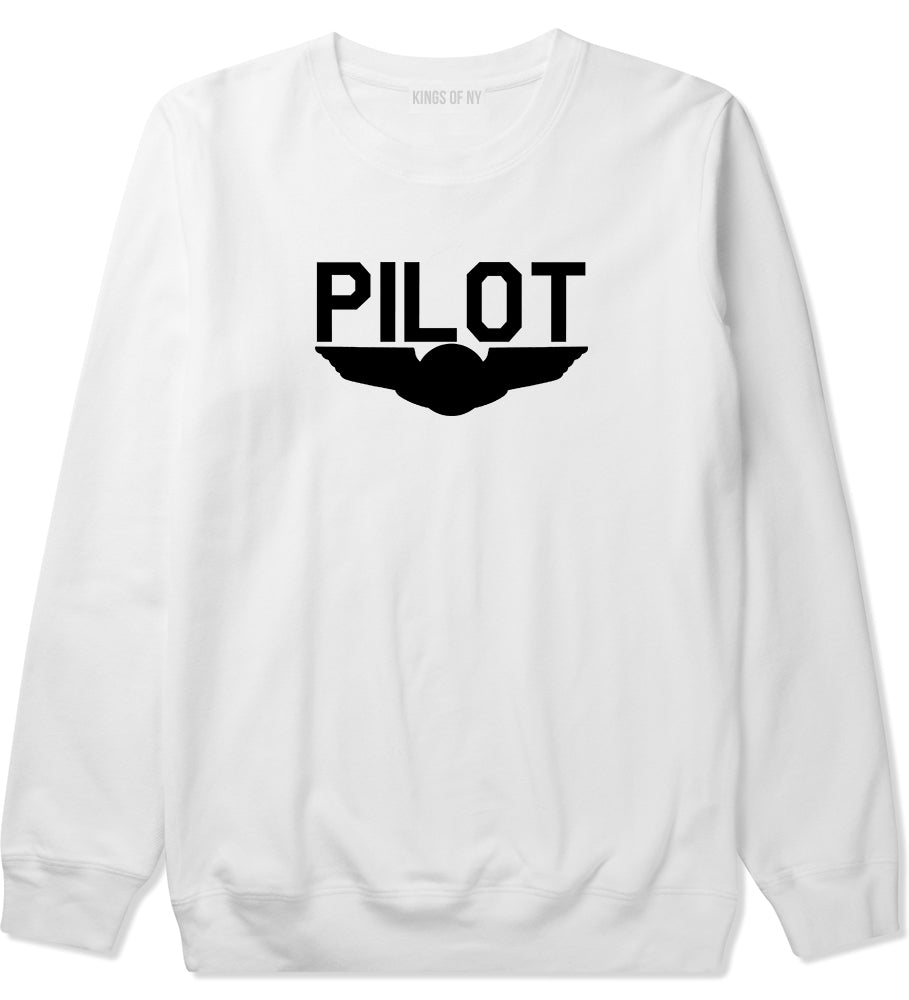 Pilot With Wings White Crewneck Sweatshirt by Kings Of NY