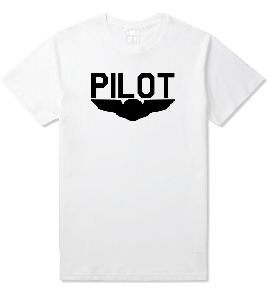 Pilot With Wings White T-Shirt by Kings Of NY