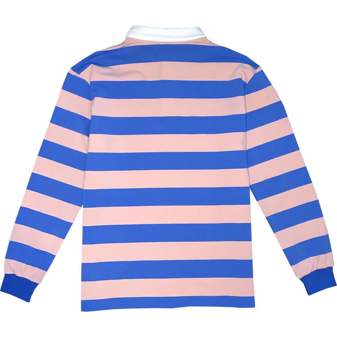 Pink And Blue Striped Mens Long Sleeve Rugby Shirt Back
