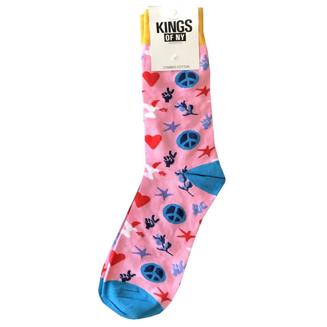 Pink Peace Sign Symbol 70s Mens Cotton Socks by KINGS OF NY