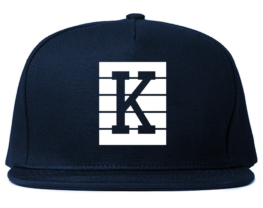 Pink K Blocks Snapback Hat Cap in Blue