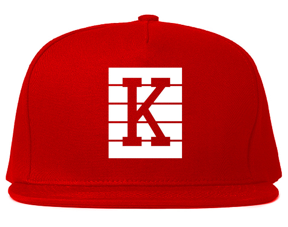 Pink K Blocks Snapback Hat Cap in Red