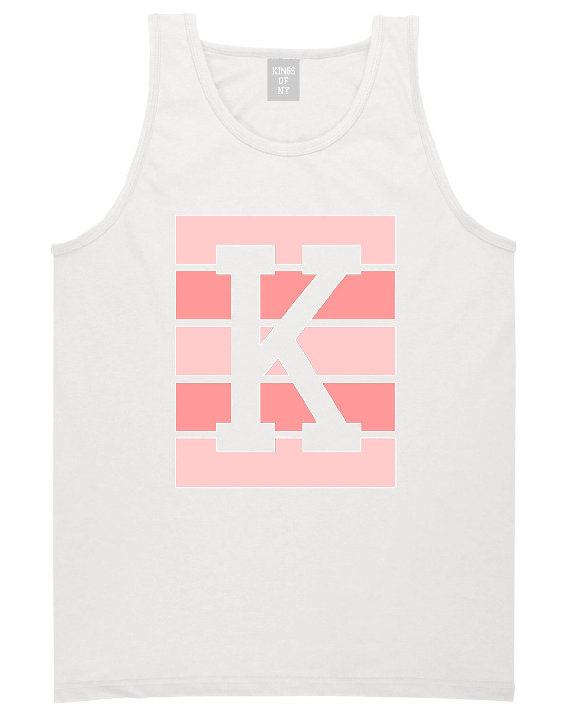 Pink K Blocks Tank Top in White