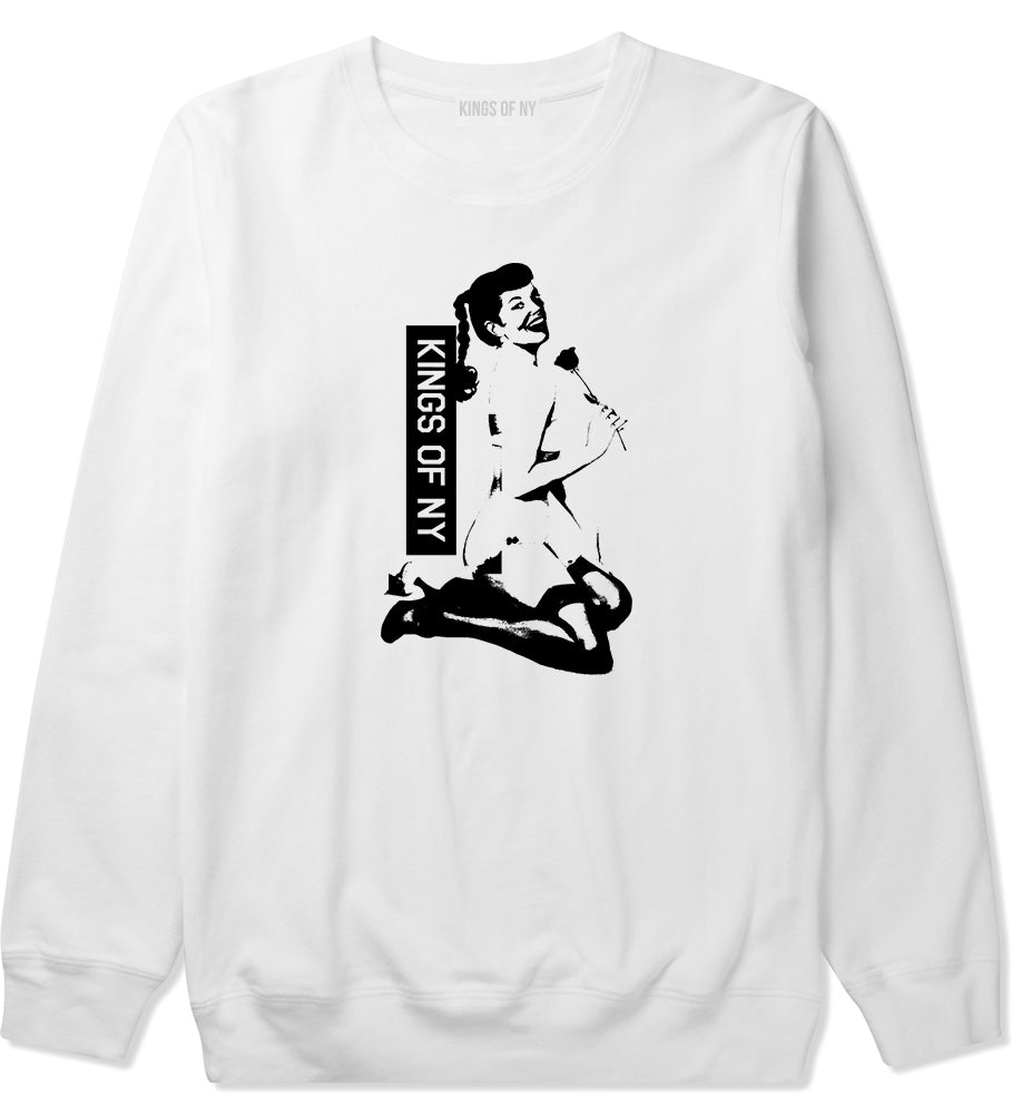 Pinup Girl Rose Crewneck Sweatshirt in White