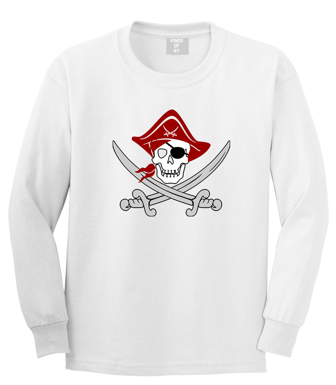 Pirate Captain And Swords Mens Long Sleeve T-Shirt White