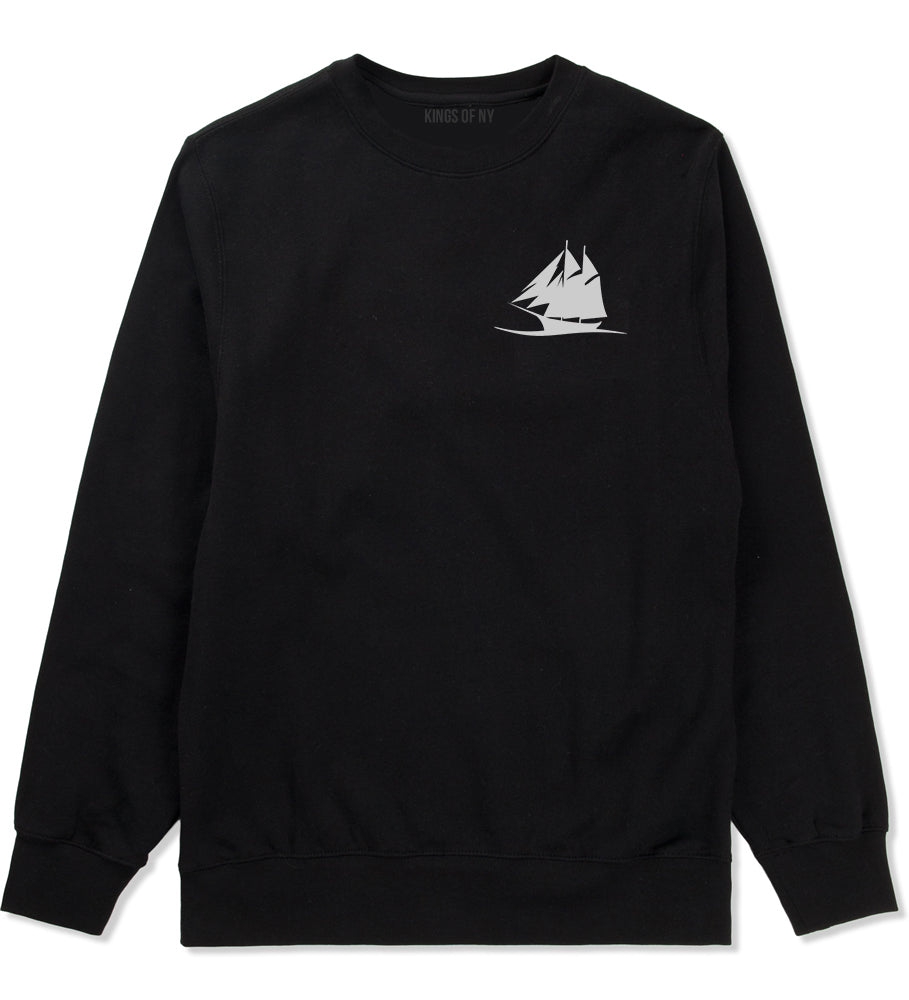 Pirate Ship Chest Black Crewneck Sweatshirt by Kings Of NY