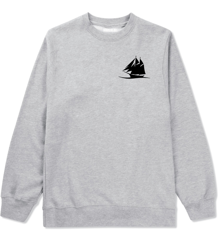 Pirate Ship Chest Grey Crewneck Sweatshirt by Kings Of NY