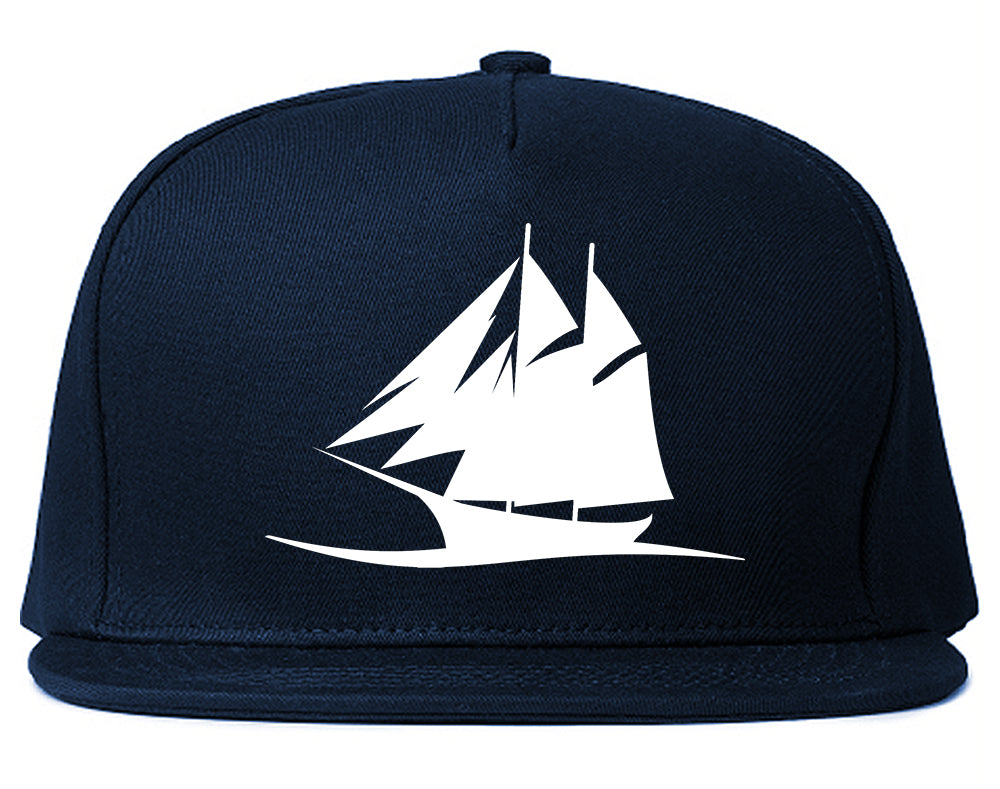Pirate Ship Chest Snapback Hat Blue