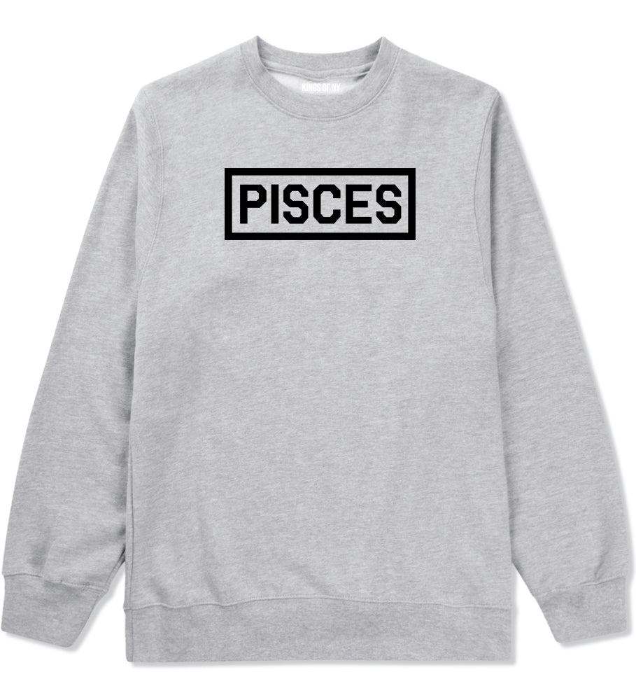Pisces Horoscope Sign Mens Grey Crewneck Sweatshirt by KINGS OF NY