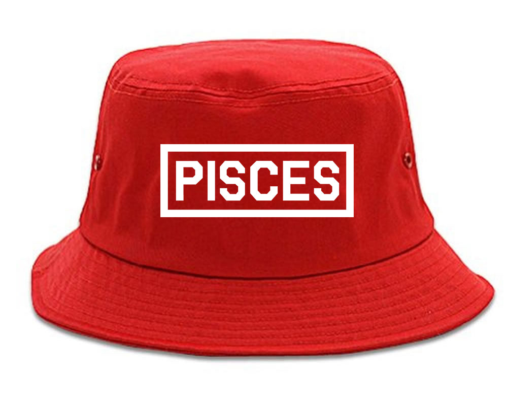 Pisces_Horoscope_Sign Red Bucket Hat