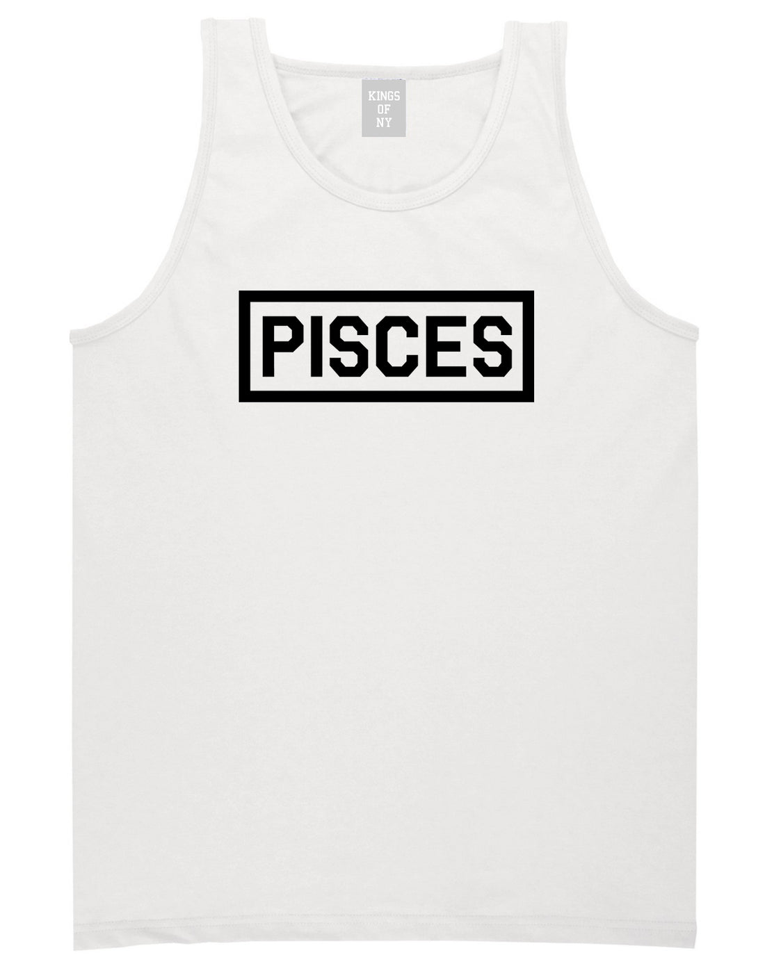 Pisces Horoscope Sign Mens White Tank Top Shirt by KINGS OF NY