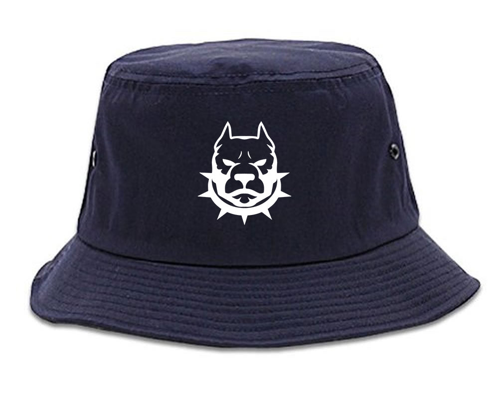 Pitbull Dad Mens Bucket Hat Navy Blue