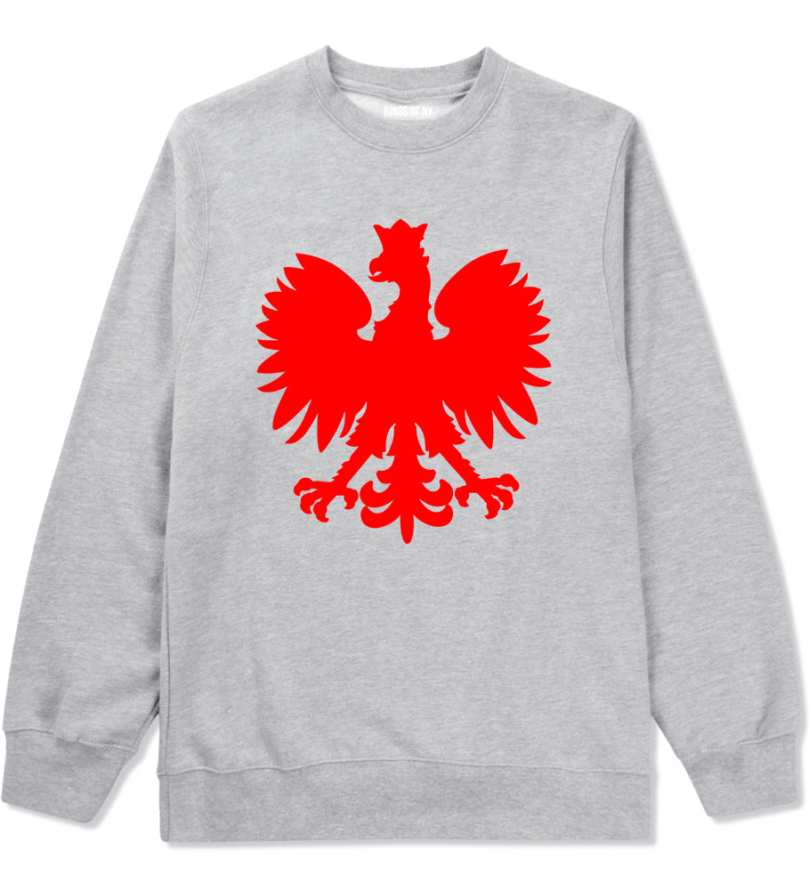 Poland Eagle Polish Pride Polska Big Mens Crewneck Sweatshirt Grey