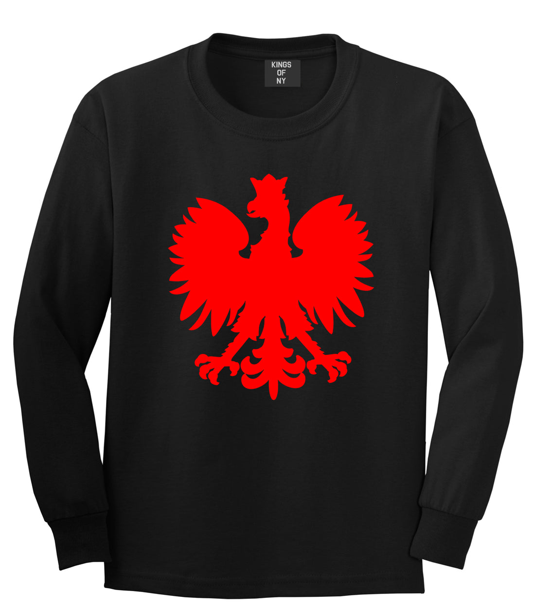 Poland Eagle Polish Pride Polska Big Mens Long Sleeve T-Shirt Black