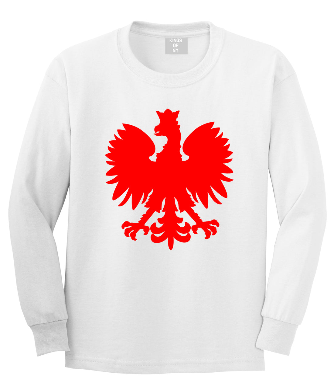Poland Eagle Polish Pride Polska Big Mens Long Sleeve T-Shirt White