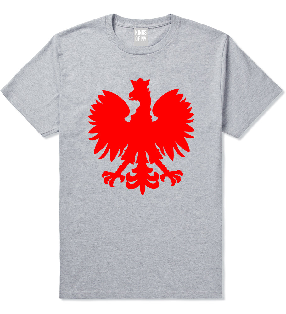 Poland Eagle Polish Pride Polska Big Mens T-Shirt Grey