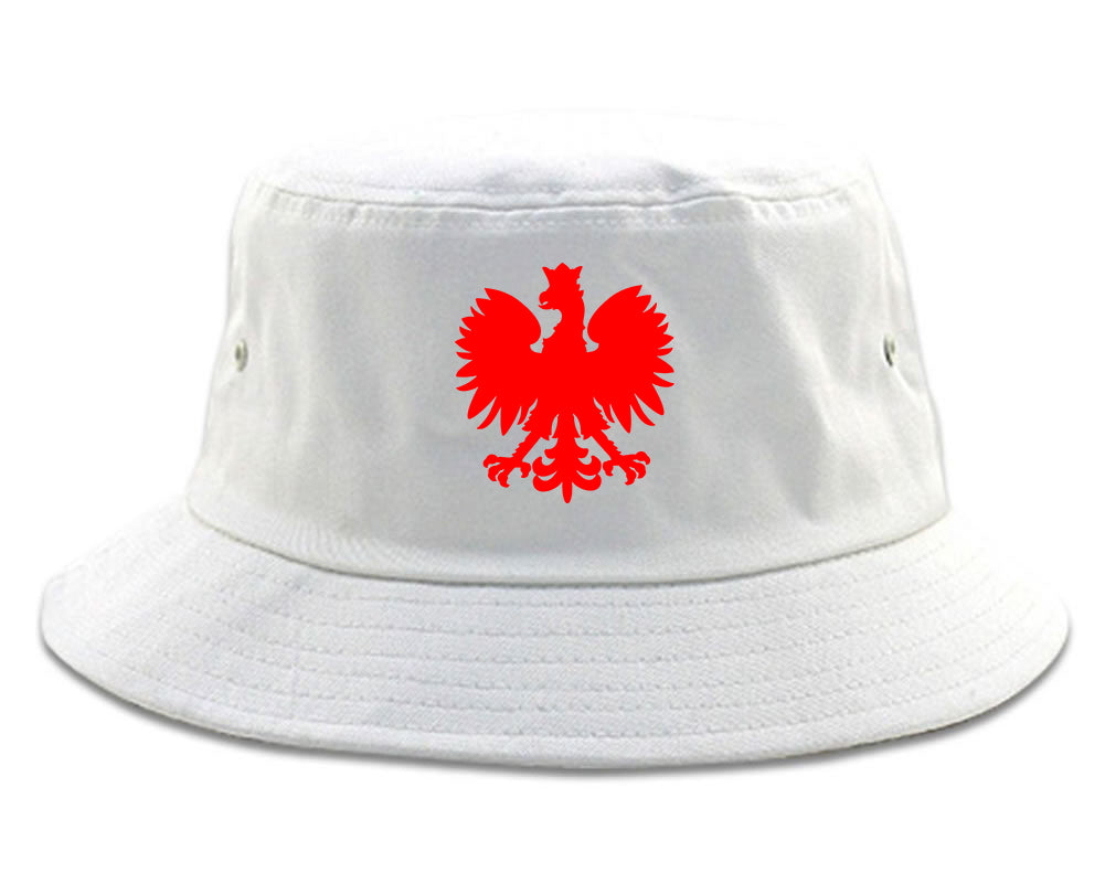 Poland Eagle Polish Pride Polska Chest Mens Bucket Hat White
