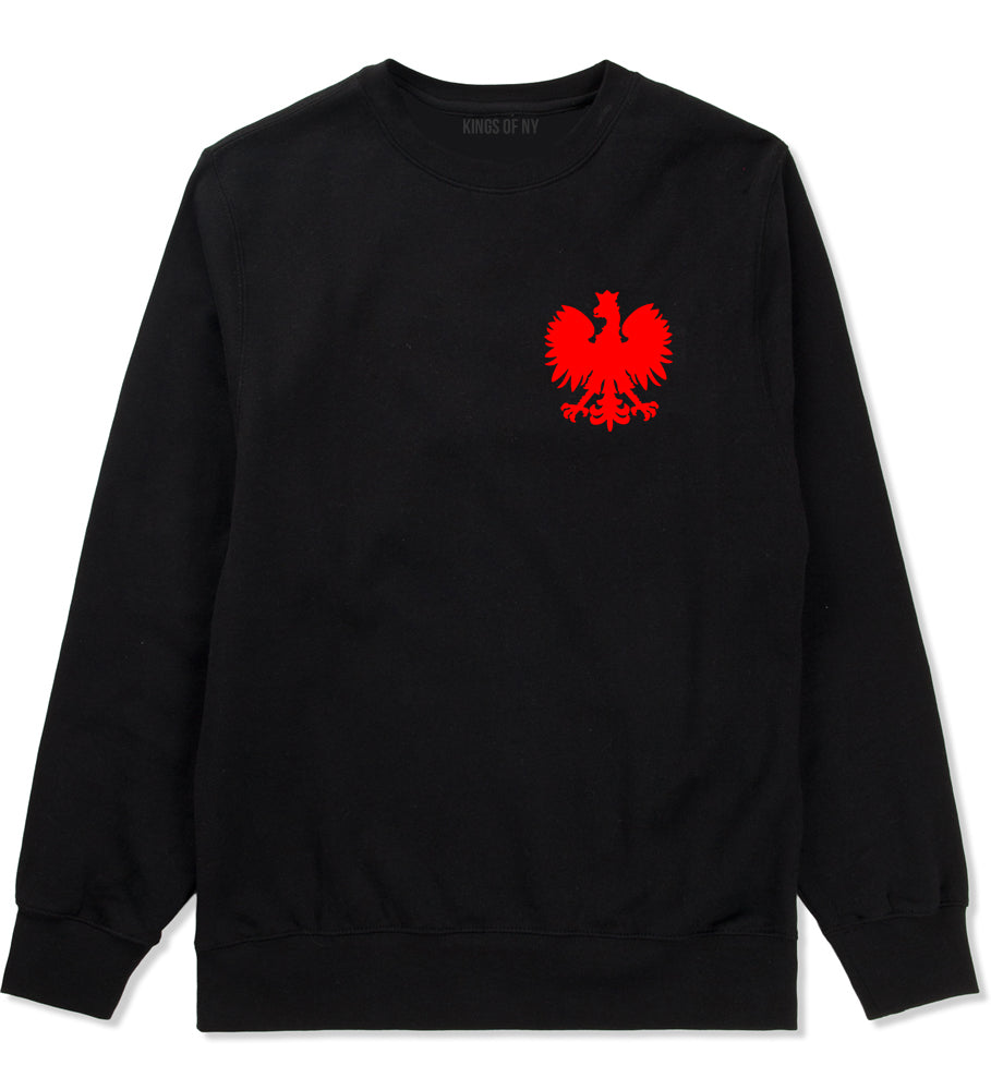 Poland Eagle Polish Pride Polska Chest Mens Crewneck Sweatshirt Black