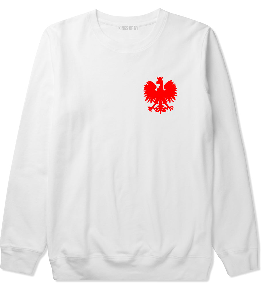 Poland Eagle Polish Pride Polska Chest Mens Crewneck Sweatshirt White