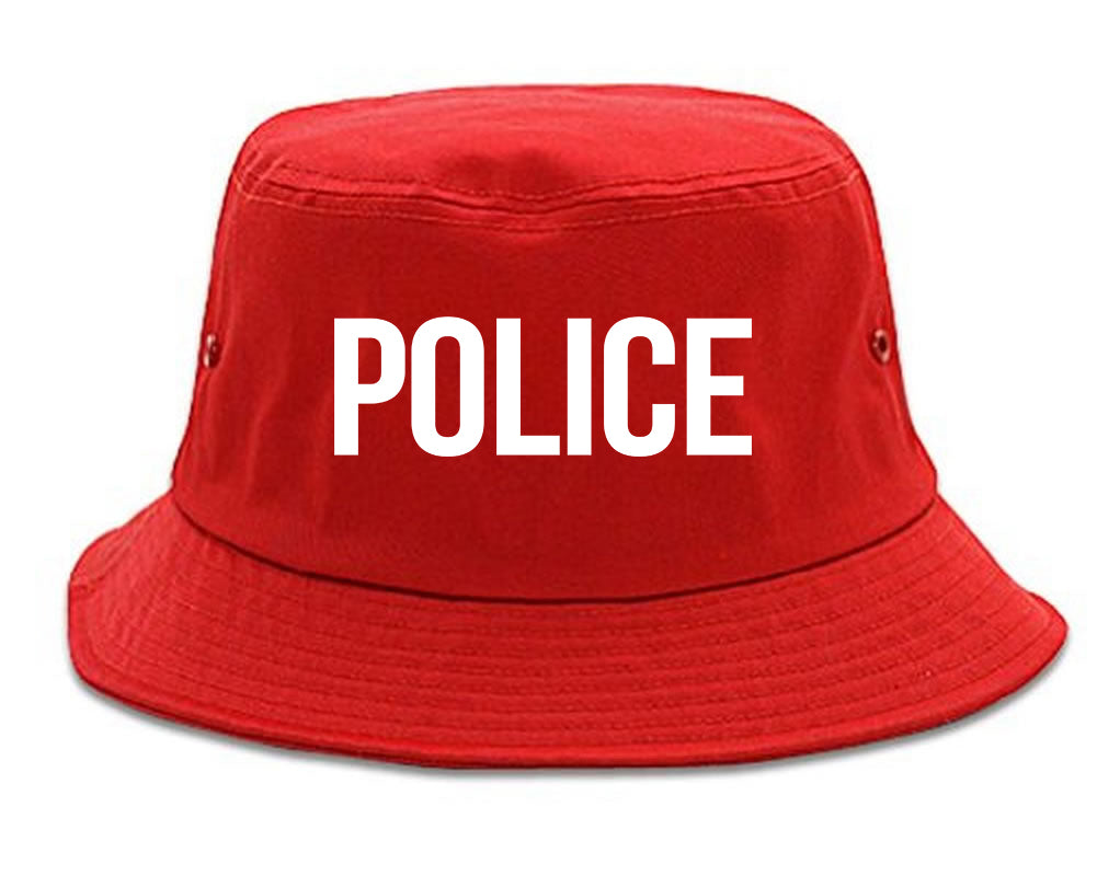 Police Uniform Cop Costume Mens Bucket Hat Red