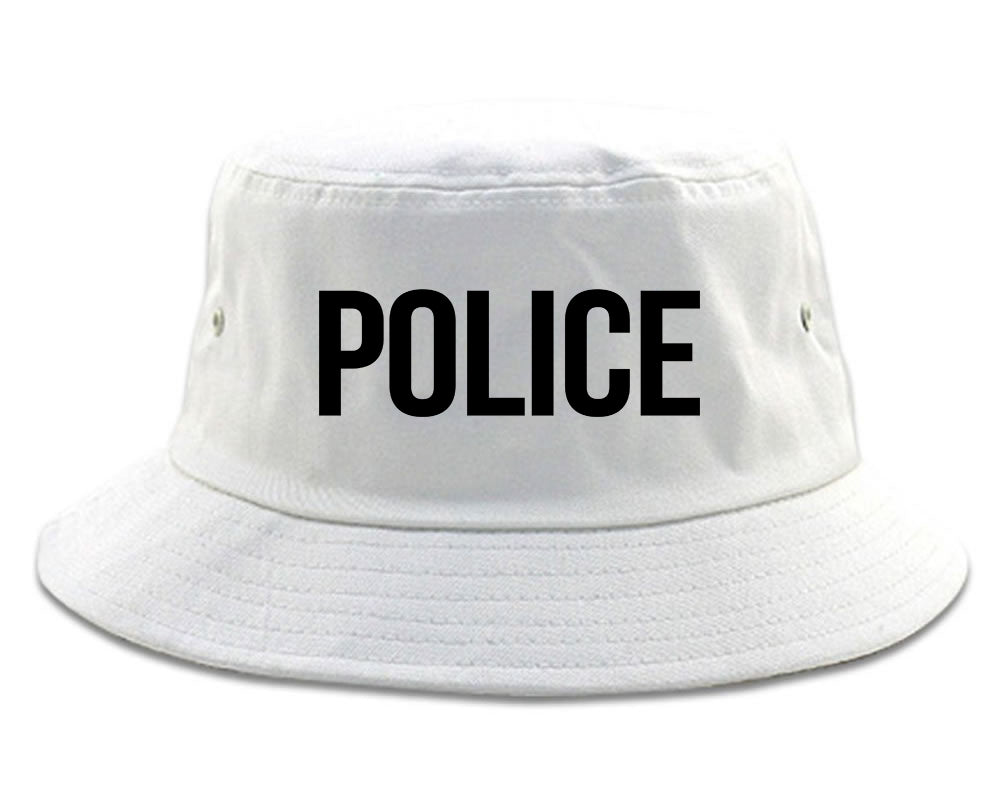 Police Uniform Cop Costume Mens Bucket Hat White