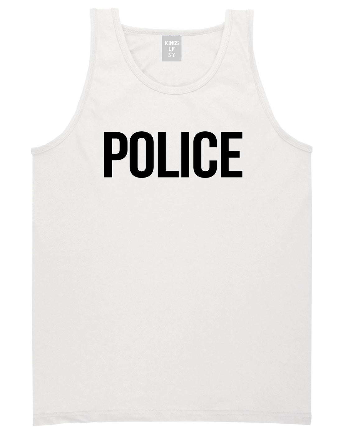 Police Uniform Cop Costume Mens Tank Top Shirt White by Kings Of NY