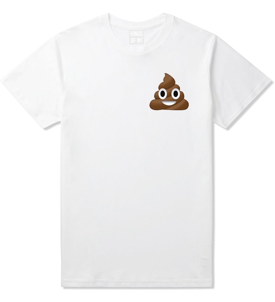 Poop_Emoji_Chest Mens White T-Shirt by Kings Of NY