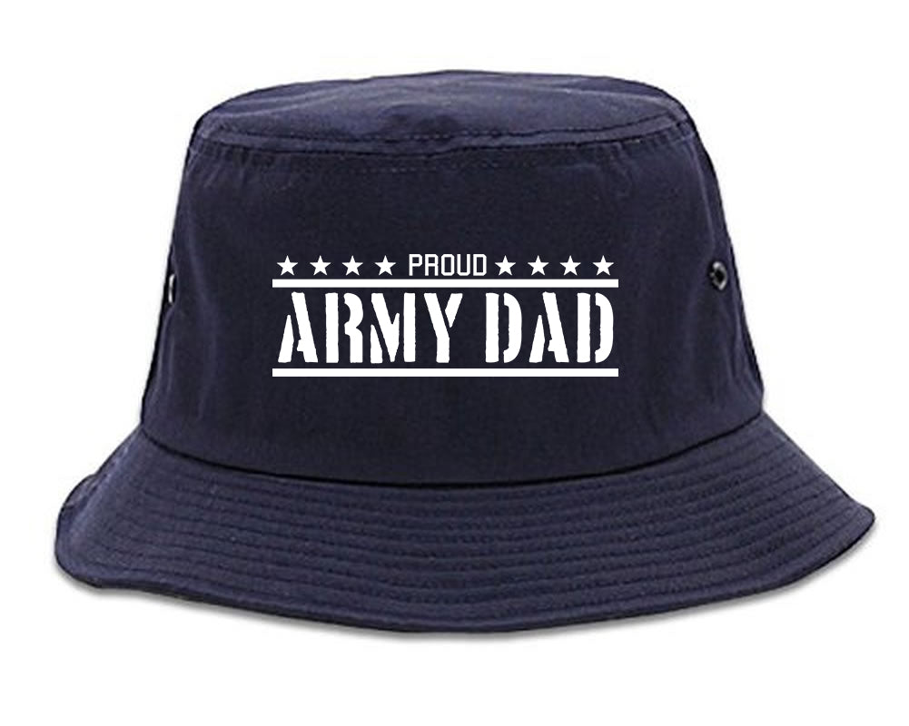 Proud Army Dad Military Mens Bucket Hat Navy Blue