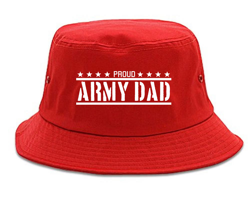 Proud Army Dad Military Mens Bucket Hat Red