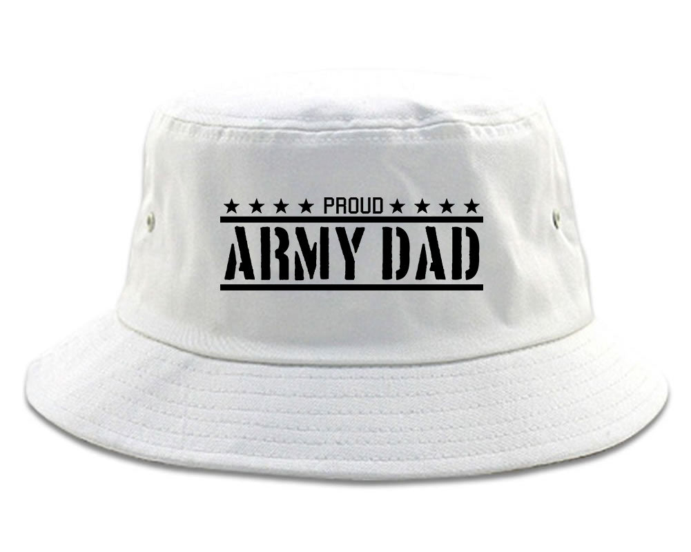 Proud Army Dad Military Mens Bucket Hat White