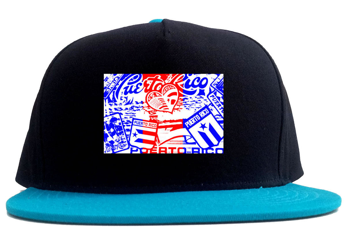 Puerto Rico Red Blue Flag 2 Tone Snapback Hat Cap