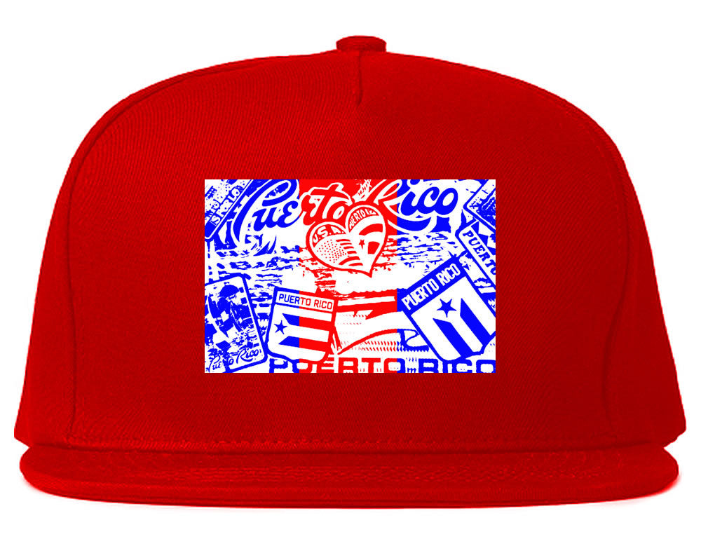 Puerto Rico Red Blue Flag Snapback Hat Cap