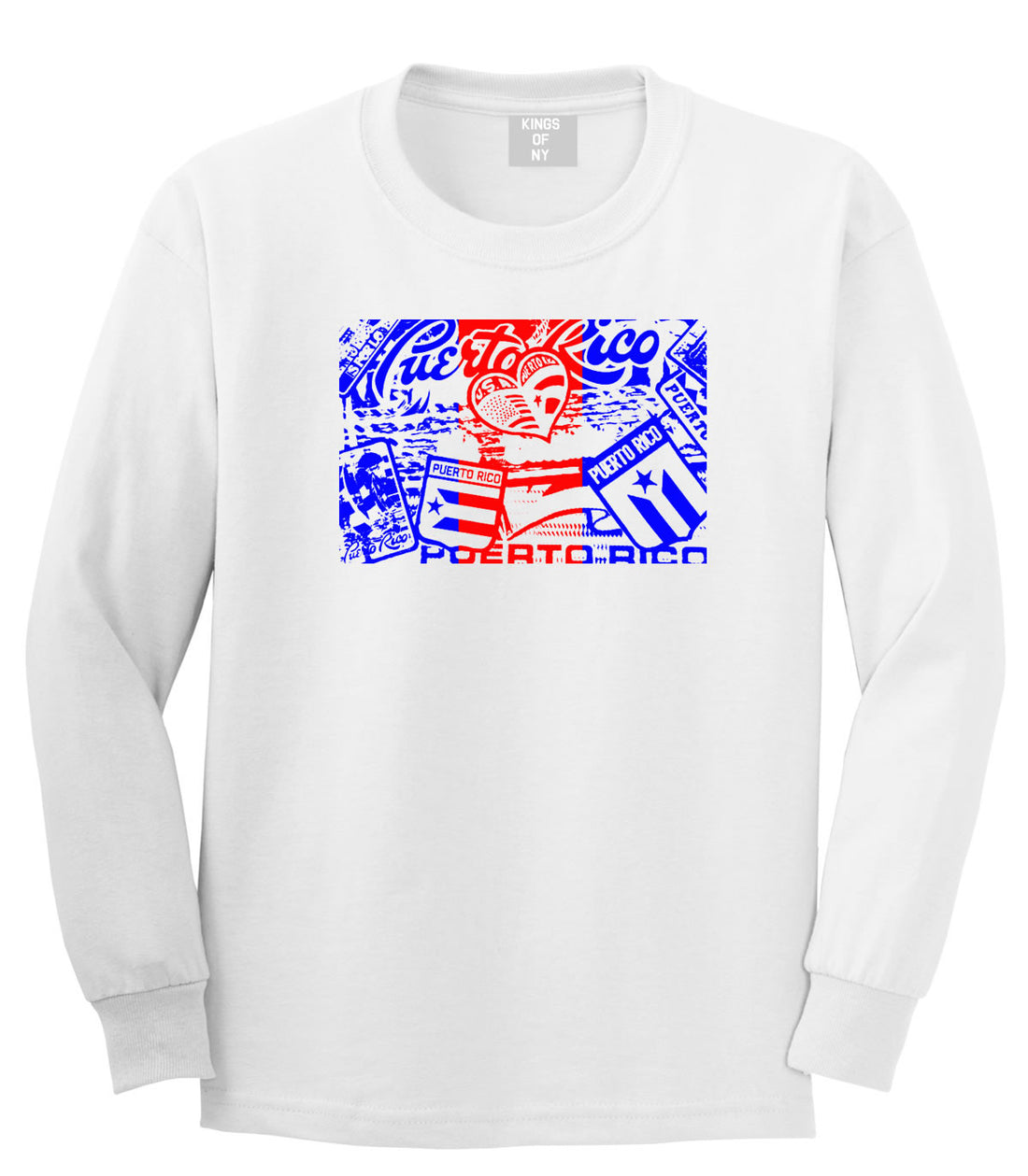 Puerto Rico Red Blue Flag Long Sleeve T-Shirt