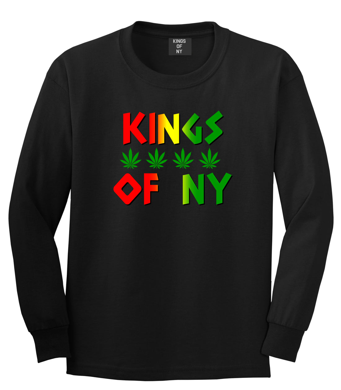 Puff Puff Pass Mens Long Sleeve T-Shirt Black by Kings Of NY
