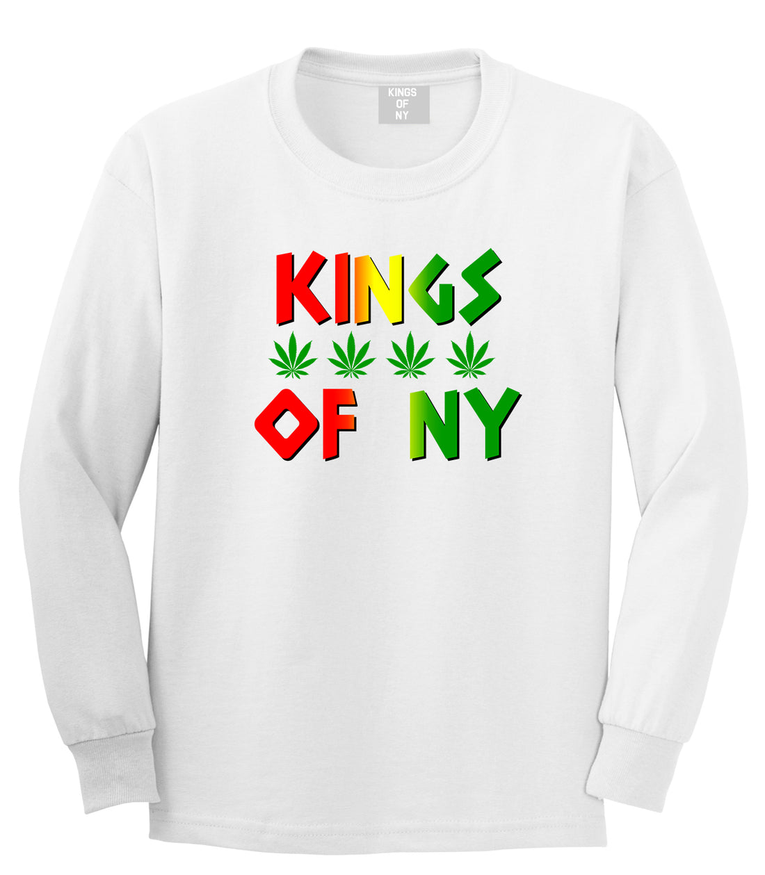 Puff Puff Pass Mens Long Sleeve T-Shirt White by Kings Of NY