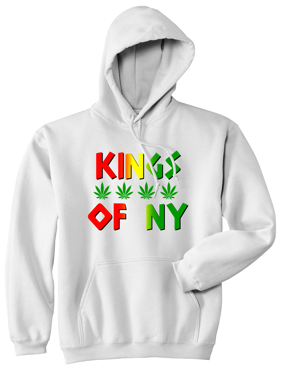 Puff Puff Pass Mens Pullover Hoodie White by Kings Of NY