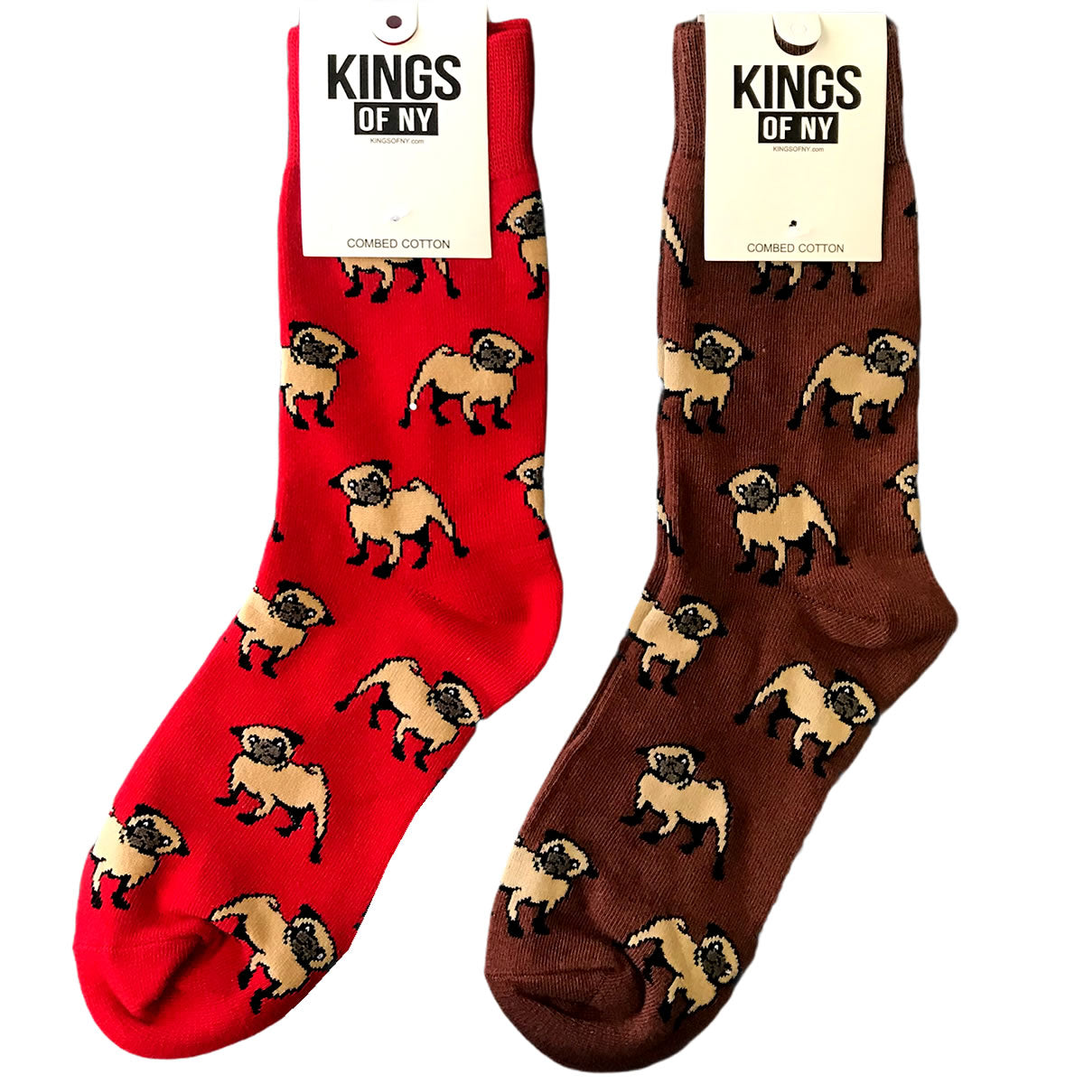 Pug Funny Dog Mens Cotton Socks by KINGS OF NY 2 PACK