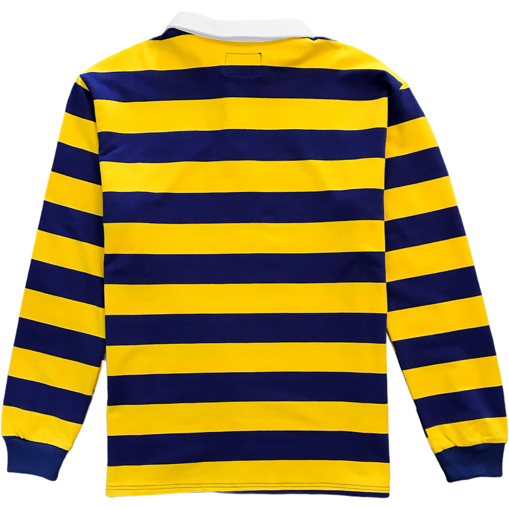Purple And Gold Striped Mens Long Sleeve Rugby Shirt Back